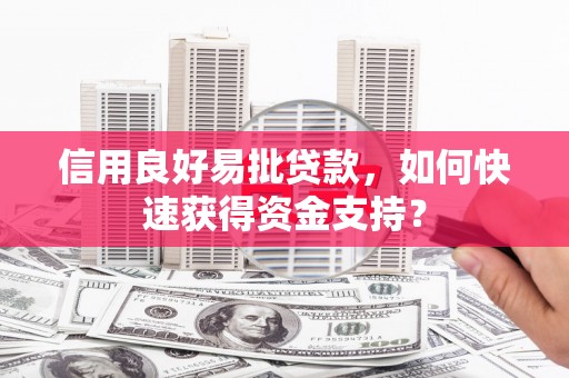 山海关信用良好易批贷款，如何快速获得资金支持？
