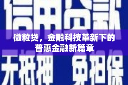 山海关微粒贷，金融科技革新下的普惠金融新篇章