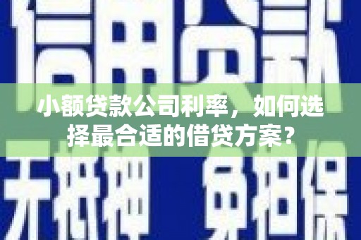 山海关小额贷款公司利率，如何选择最合适的借贷方案？